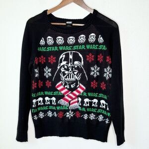 Star Wars Black Crew Neck Darth Vader Ugly Holiday Christmas Sweater - Women’s U